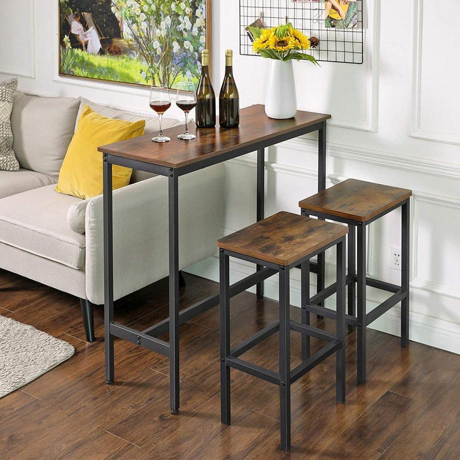 B2X Table de bar de cuisine haute et étroite Loft industriel  
