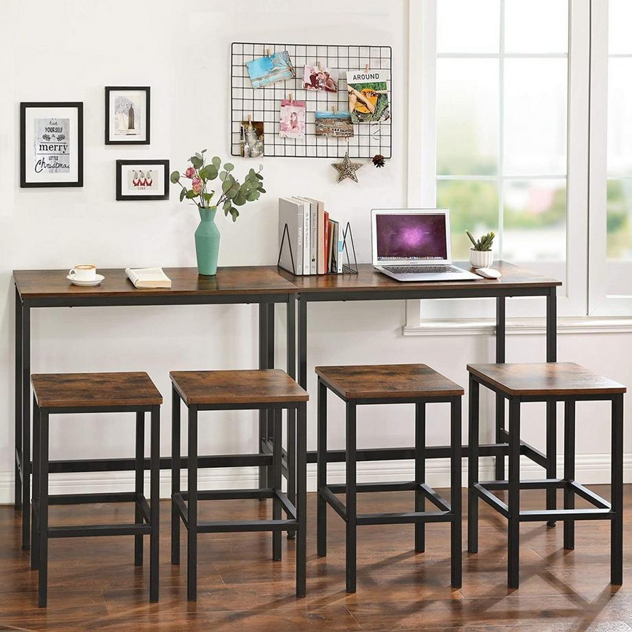 B2X Table de bar de cuisine haute et étroite Loft industriel  