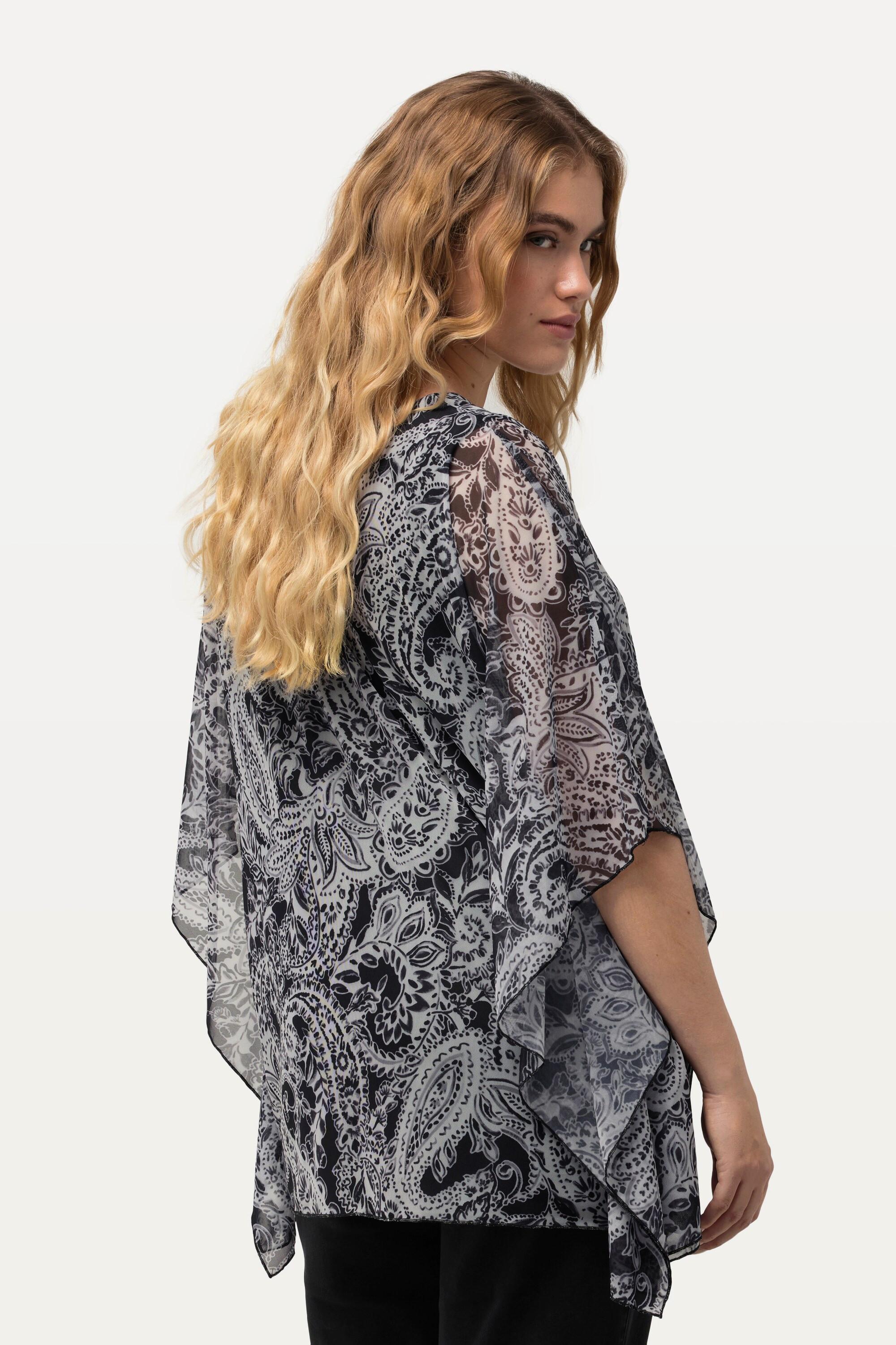 Ulla Popken Blusa Doppia Strato Oversize Girocollo Mezza Manica  