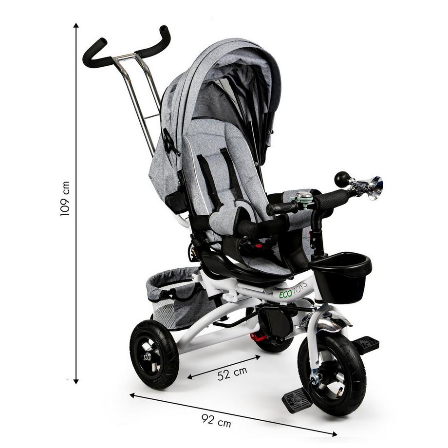 Northio  Tricycle rotatif à 360° Deluxe avec auvent Gris ECOTOYS 