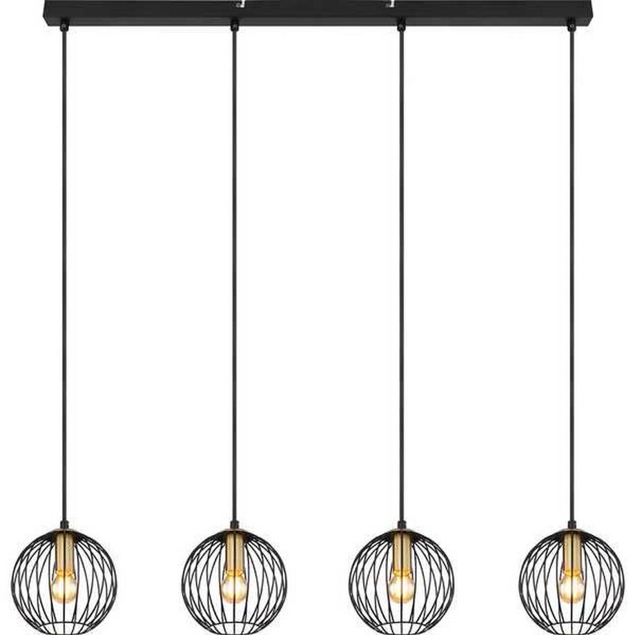 mutoni Lampe à suspension Eusèbe métal noir 4xE14  