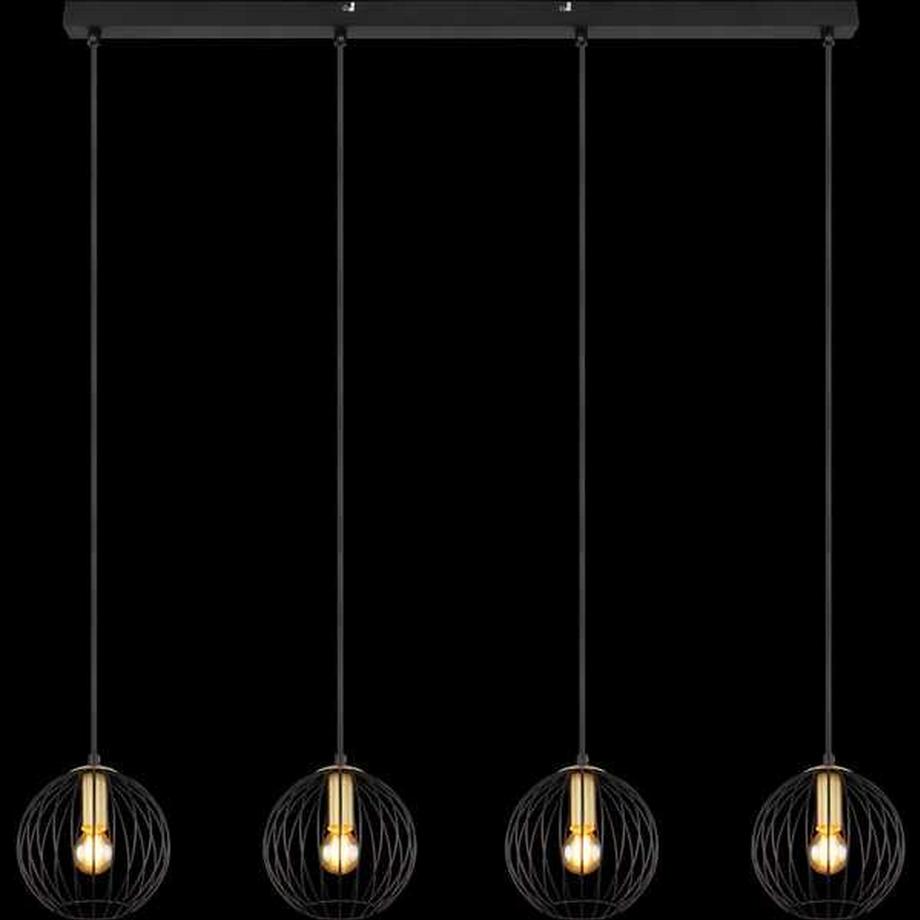 mutoni Lampe à suspension Eusèbe métal noir 4xE14  