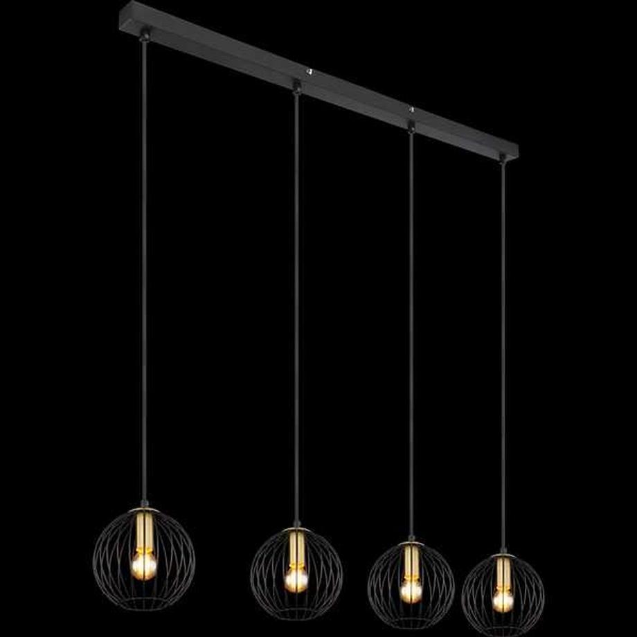 mutoni Lampe à suspension Eusèbe métal noir 4xE14  