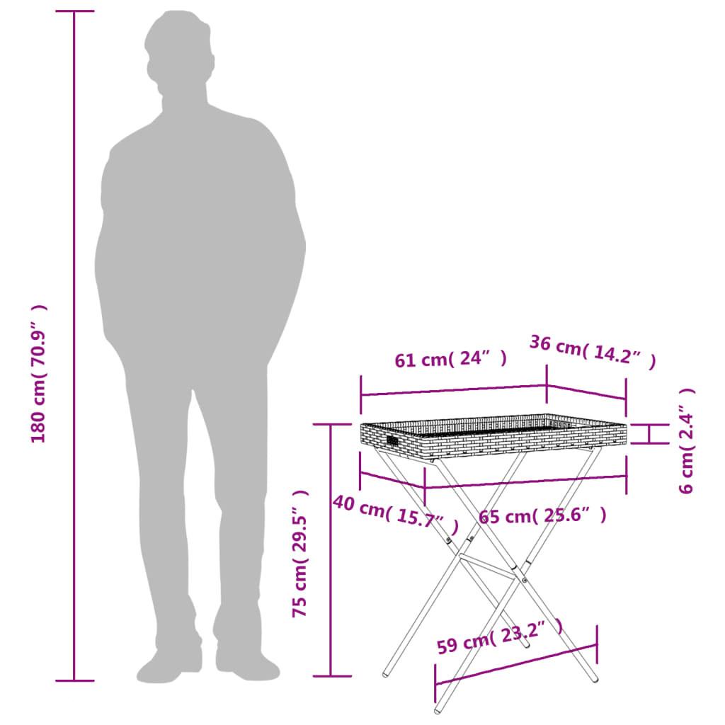 VidaXL Table à plateau pliante rotin synthétique  