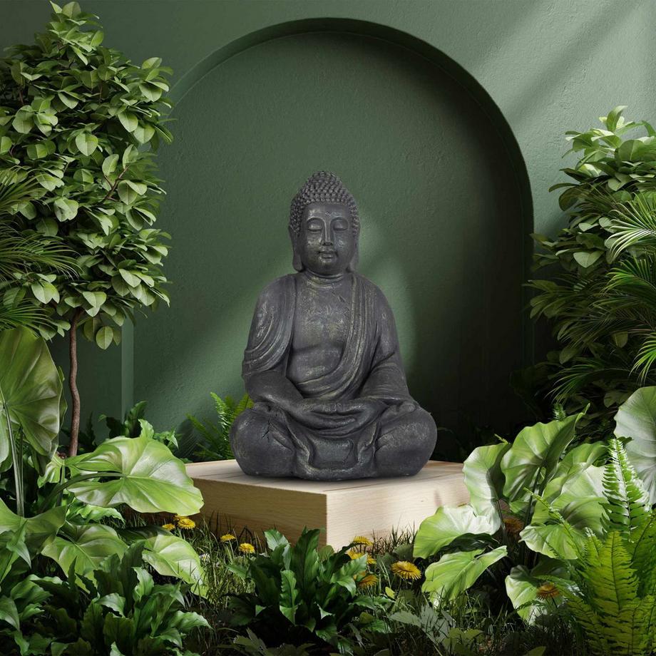 Northix Statue de Bouddha grise au look vintage 70 cm  