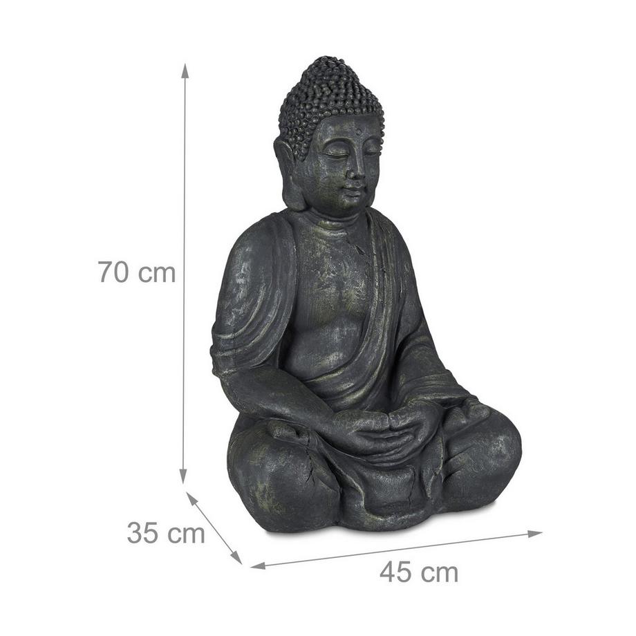 Northix Statue de Bouddha grise au look vintage 70 cm  