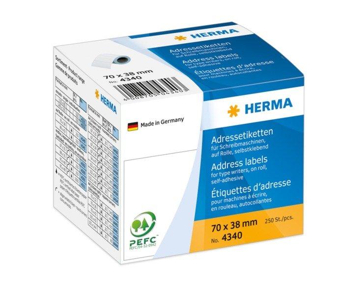 HERMA HERMA Adressetiketten 70×38mm 4340 weiss, Rolle  