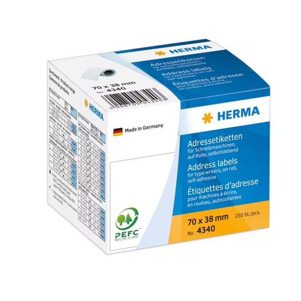 HERMA -  Adressetiketten 70×38mm 4340 weiss, Rolle, One Size