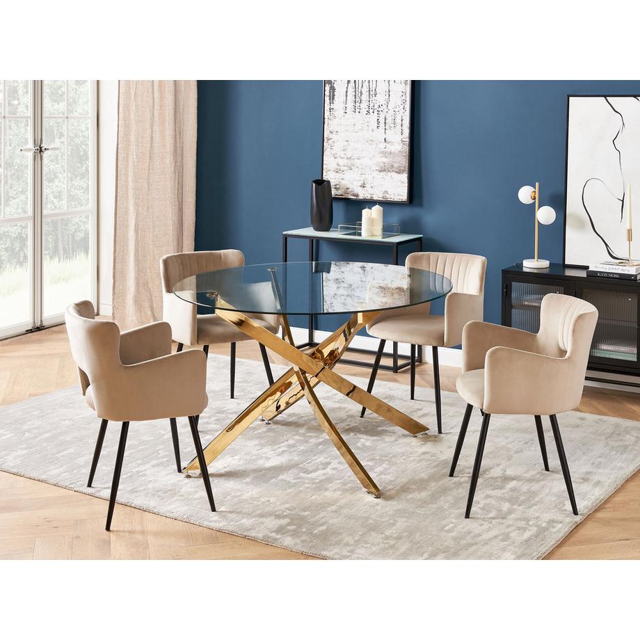 Beliani Tavolo da pranzo en Vetro temperato Glamour MARAMO  