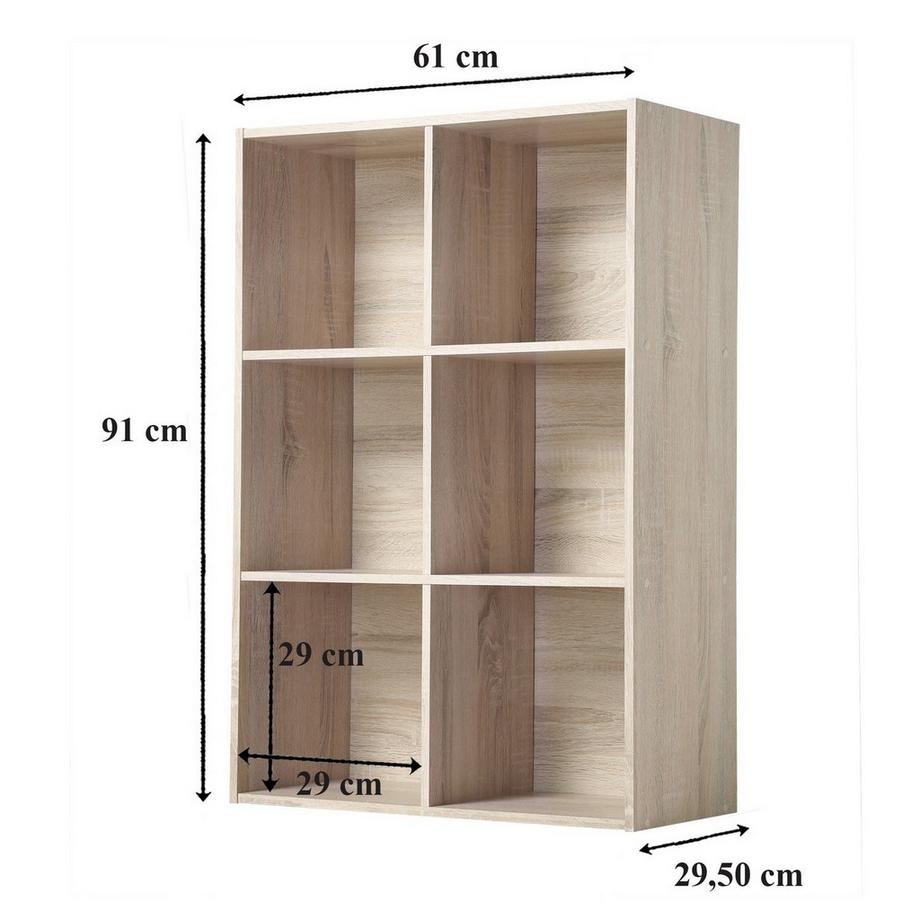 Calicosy Étagère de rangement 6 cases - H91,5 x L61,5 cm  