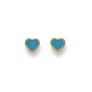 MUAU Schmuck  Clous d'oreilles coeur or jaune 750, 5mm 