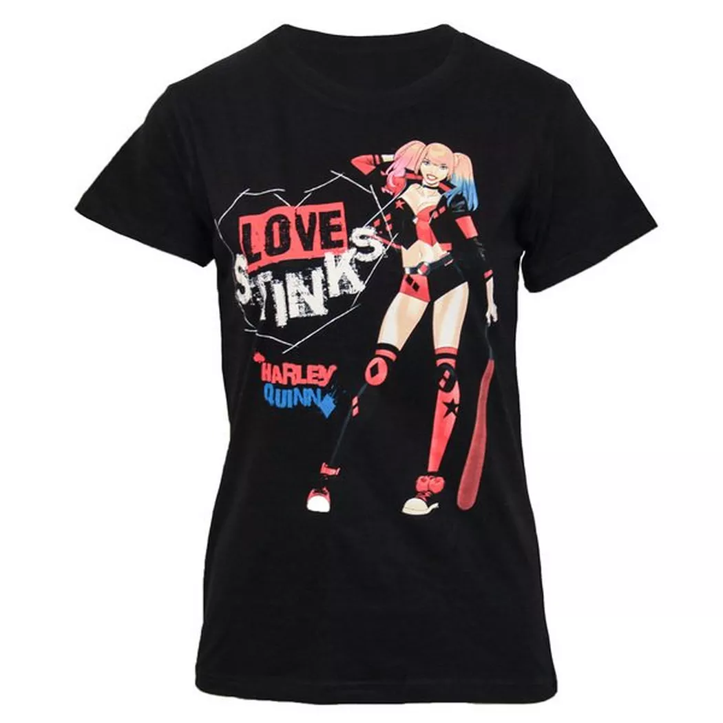 Harley Quinn - Love Stinks TShirt, für Damen, Schwarz, Größe M