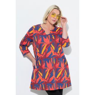 Ulla Popken Maglia lunga Taglio svasato Scollo a tunica Maniche 3/4  