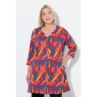 Ulla Popken Maglia lunga Taglio svasato Scollo a tunica Maniche 3/4  