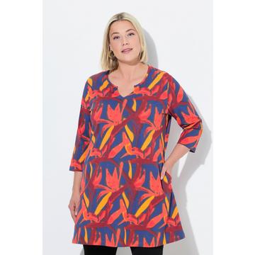 Maglia dal taglio lungo e svasato con scollo a tunica e maniche a 3/4