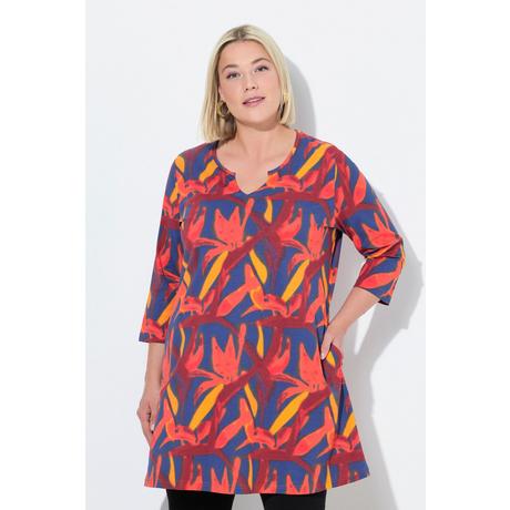 Ulla Popken Maglia lunga Taglio svasato Scollo a tunica Maniche 3/4  