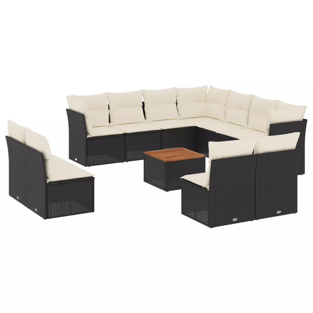 VidaXL - Garten sofagarnitur poly-rattan, One Size, Schwarz