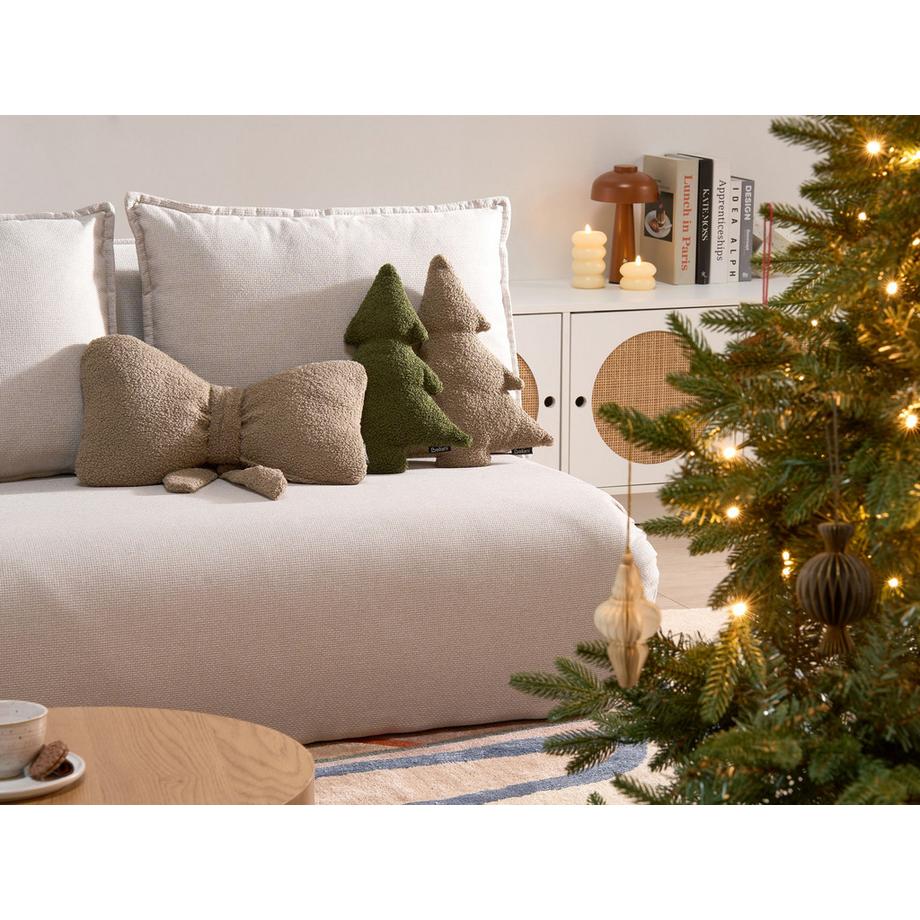 Beliani Lot de 3 coussins décoratifs en Bouclé Traditionnel WINTERLAND  