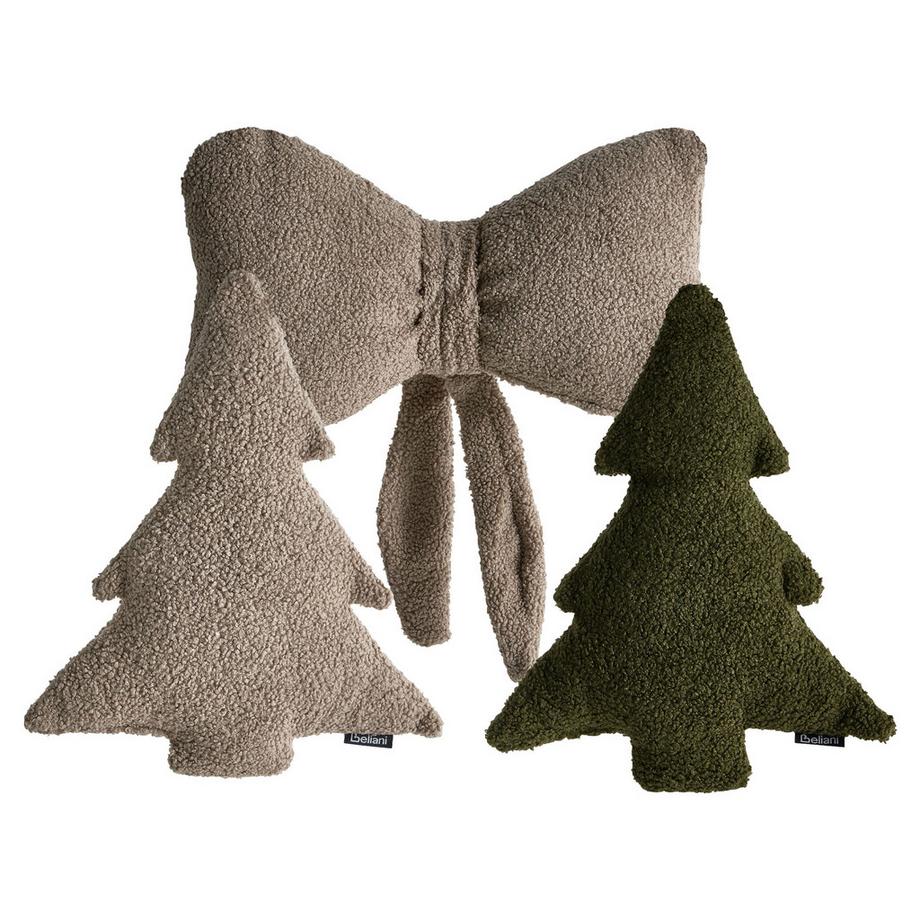 Beliani Lot de 3 coussins décoratifs en Bouclé Traditionnel WINTERLAND  