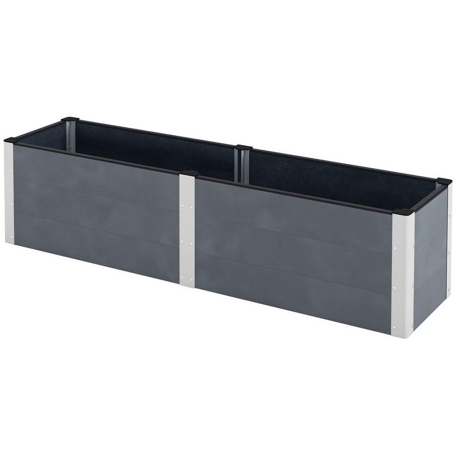 Aiuola rialzata con fondo aperto, fioriera grigia e fioriera, aiuola per verdure ed erbe aromatiche 200x50x56 cm per giardino e balcone