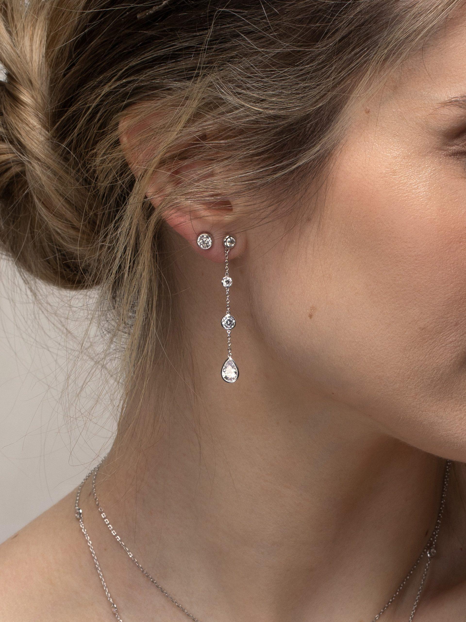 PHANTASYA  Ohrstecker lang mit Zirkonia Steinen 1632 Rhodiniert 