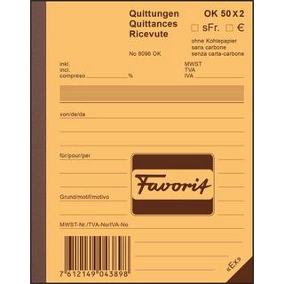 Favorit FAVORIT Quittungen D/F/I A6 8096OK blau/weiss 50x2 Blatt  