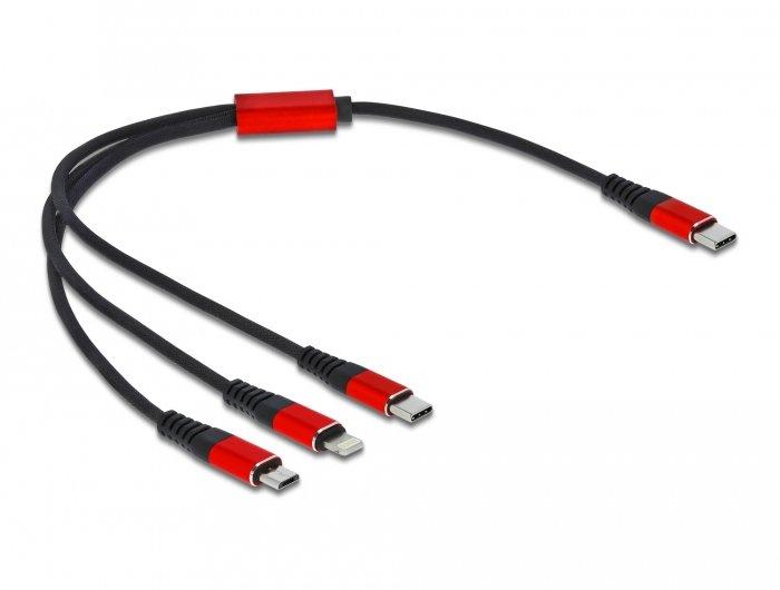 Image of 86710 USB Kabel 0,3 m USB 2.0 USB C USB C/Micro-USB B/Lightning Schwarz, Rot