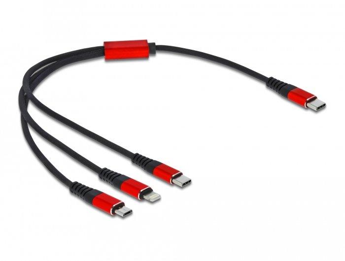 DeLock  86710 câble USB 0,3 m USB 2.0 USB C USB C/Micro-USB B/Lightning Noir, Rouge 