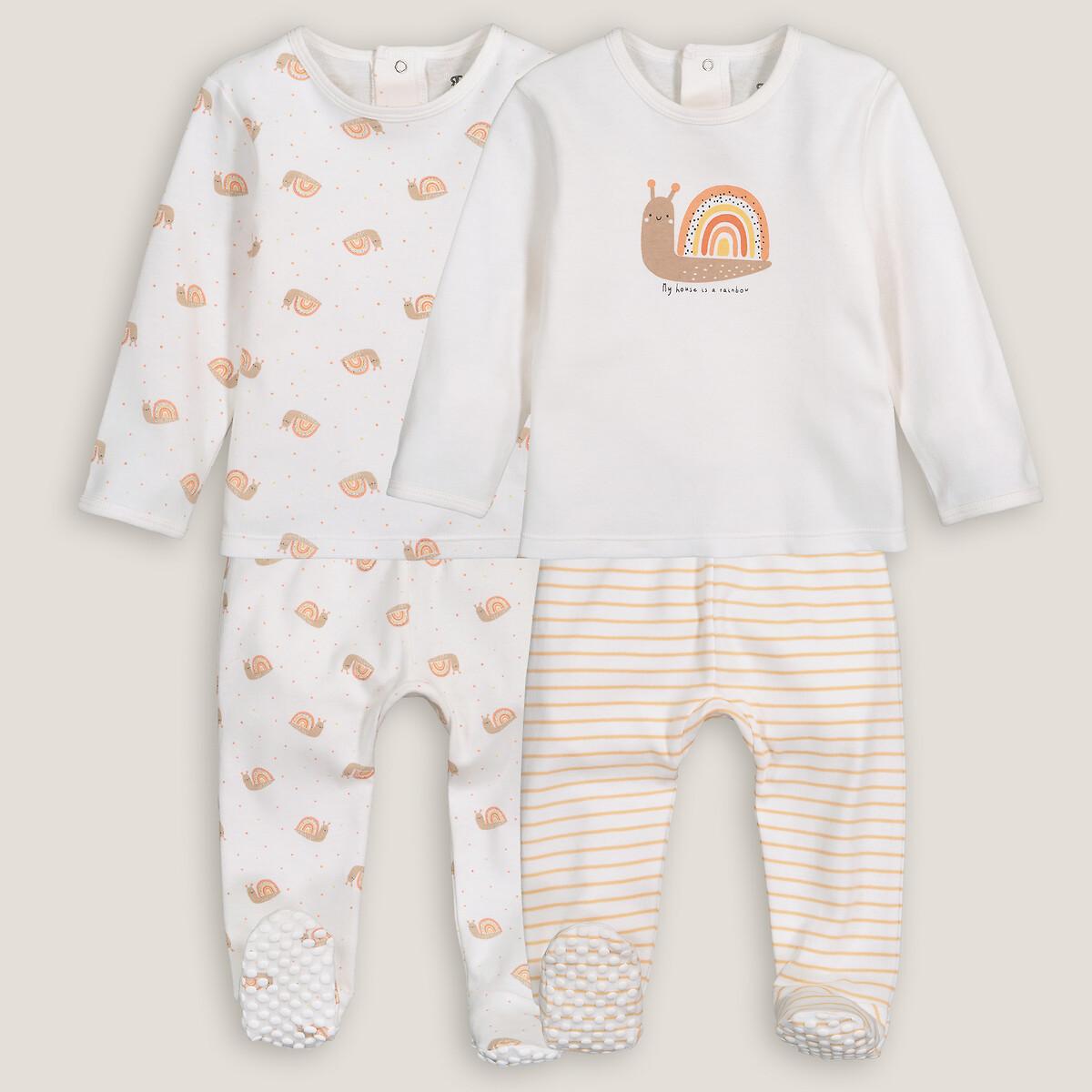 Image of 2er-pack Pyjamas Mit Schneckenmotiven Unisex Weiss 6 mesi