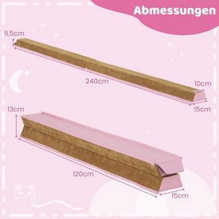 Northix  240 cm Kinder Schwebebalken mit Tragegriff & Wildlederbezug Klappbarer Balancierbalken Rosa 