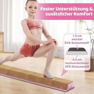 Northix  240 cm Kinder Schwebebalken mit Tragegriff & Wildlederbezug Klappbarer Balancierbalken Rosa 
