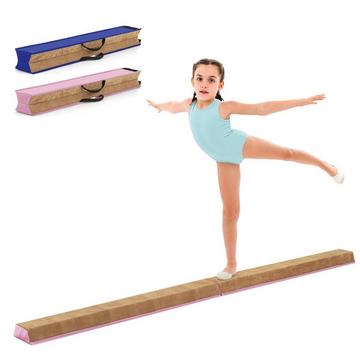 240 cm Kinder Schwebebalken mit Tragegriff & Wildlederbezug Klappbarer Balancierbalken Rosa