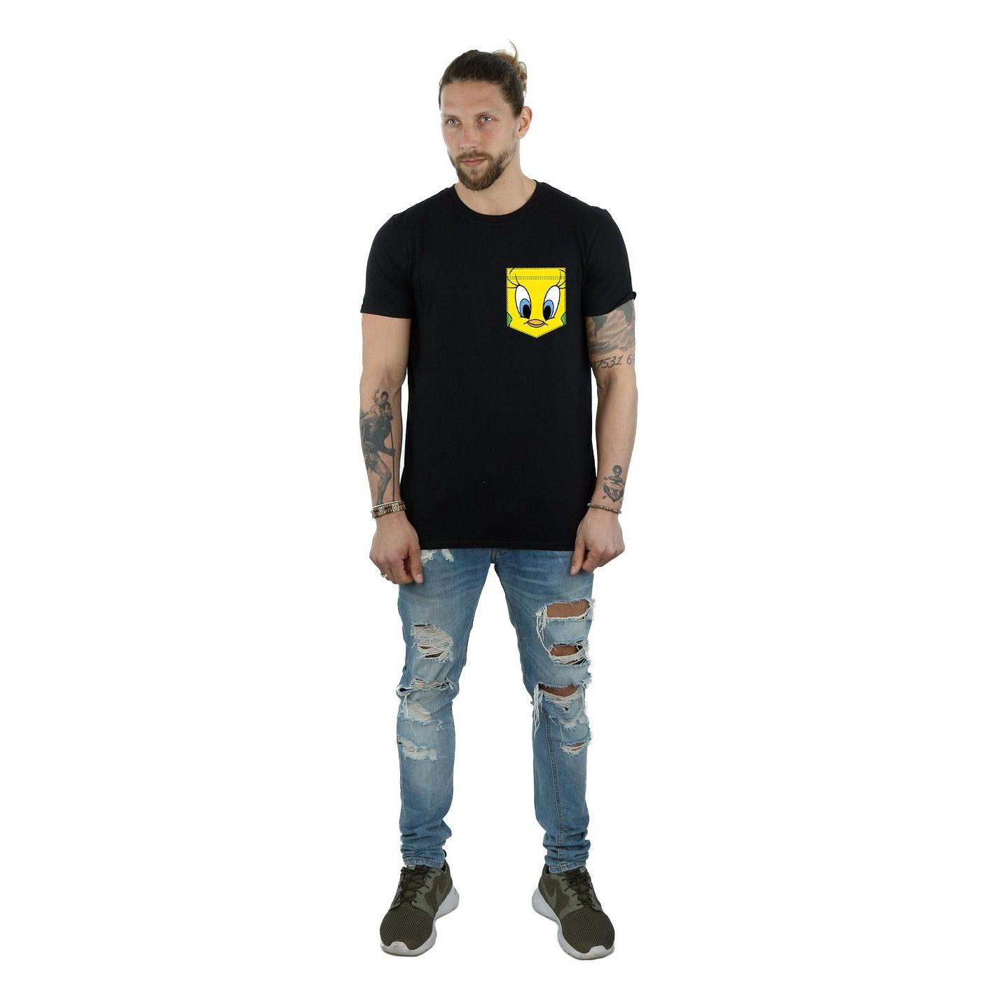 LOONEY TUNES  Tshirt TWEETY PIE FACE FAUX POCKET 