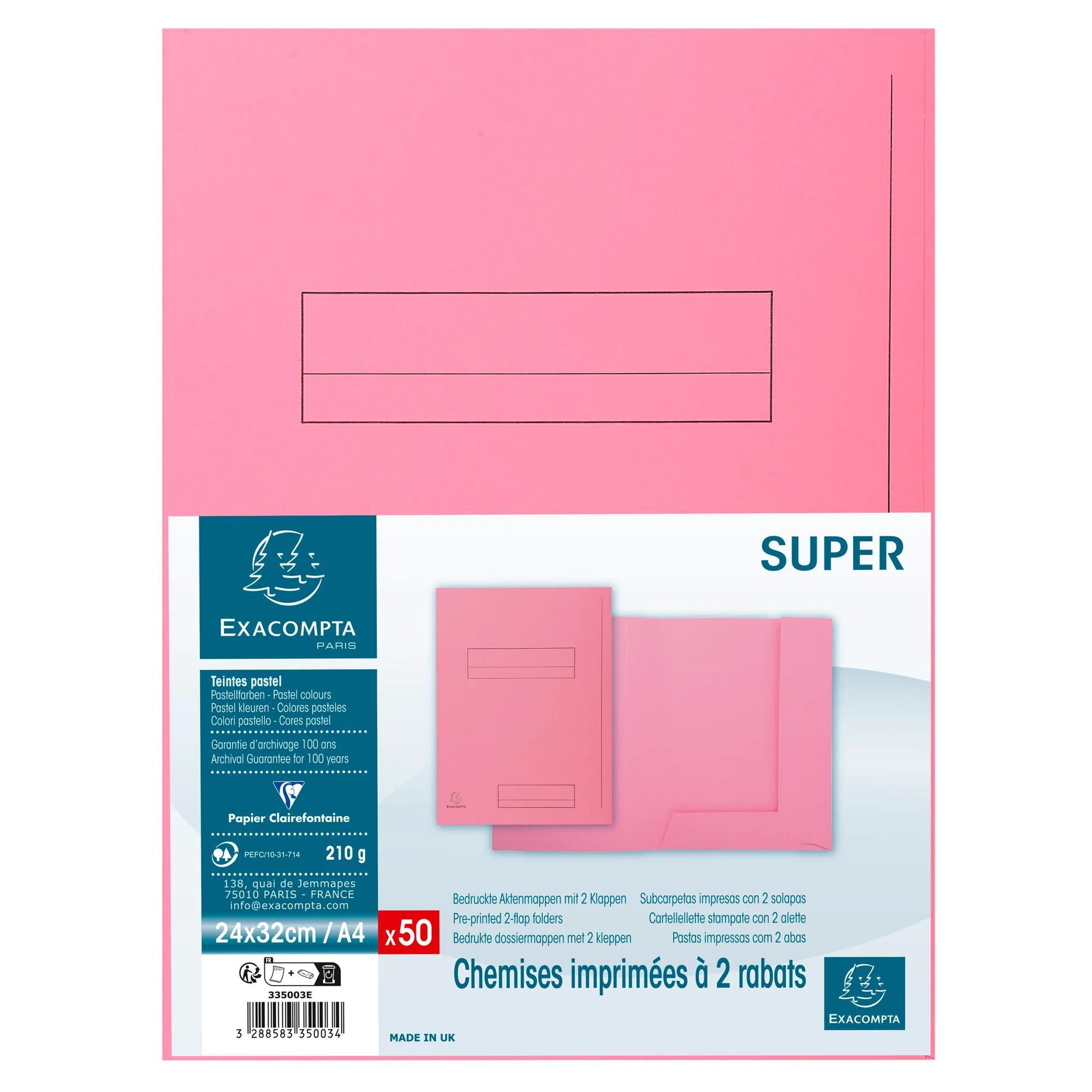 Exacompta Confezione da 50 cartelle stampate 2 alette SUPER 210 - 24x32cm - x 5  