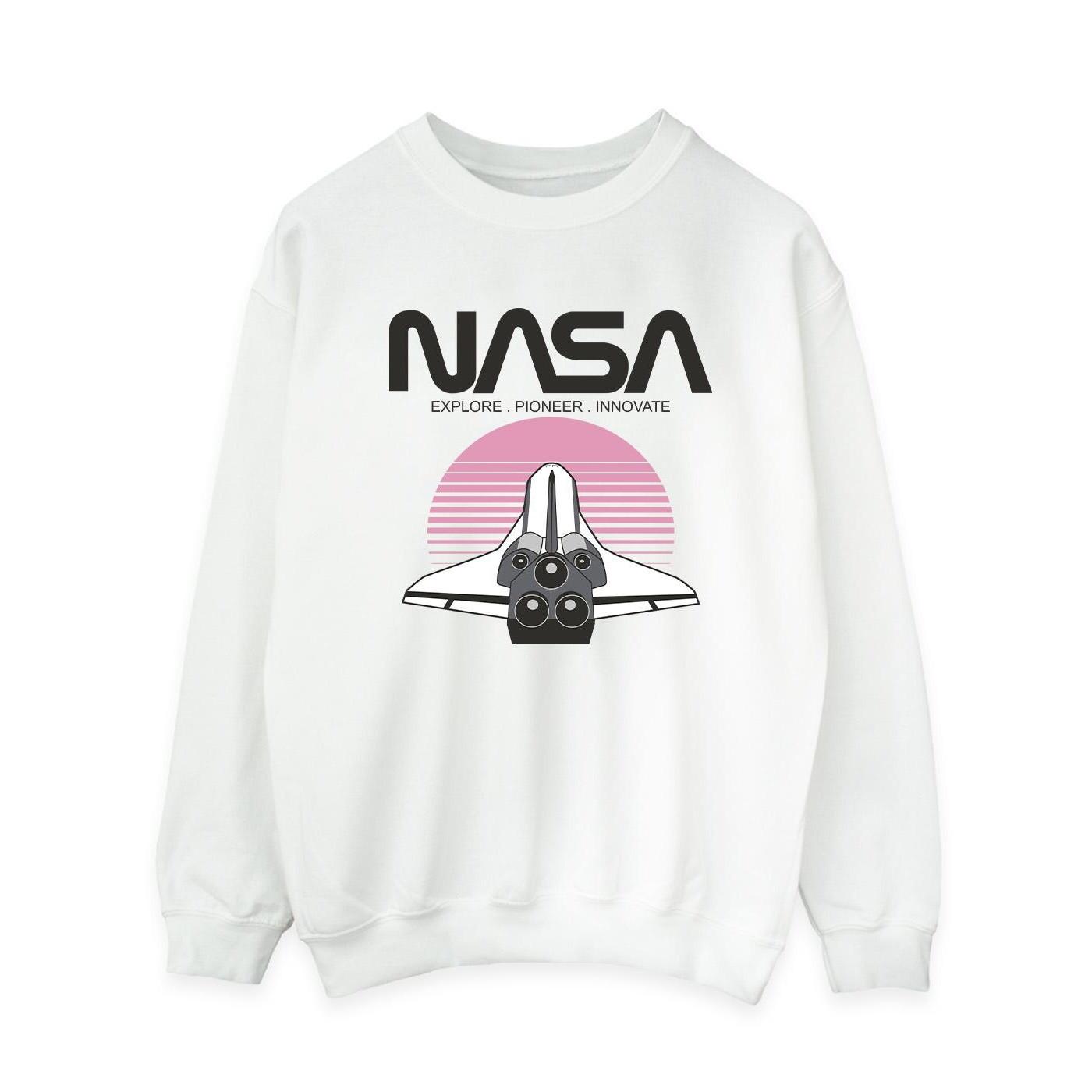Image of Space Shuttle Sunset Sweatshirt Damen Weiss S