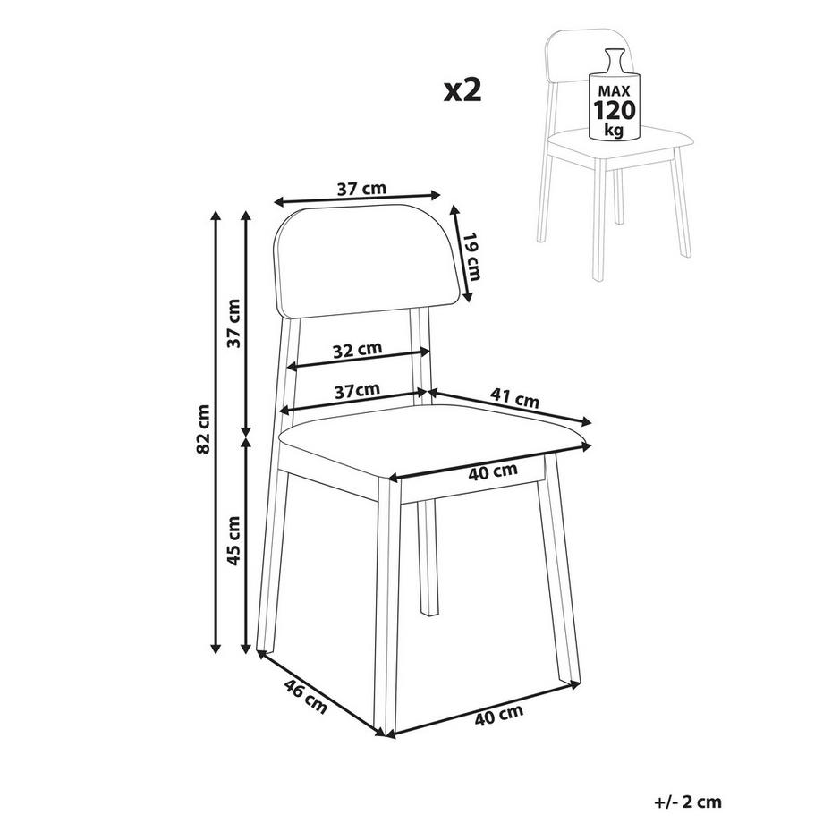 Beliani Set di 2 sedie da pranzo en Legno di caucciù Retrò SCANDIA  