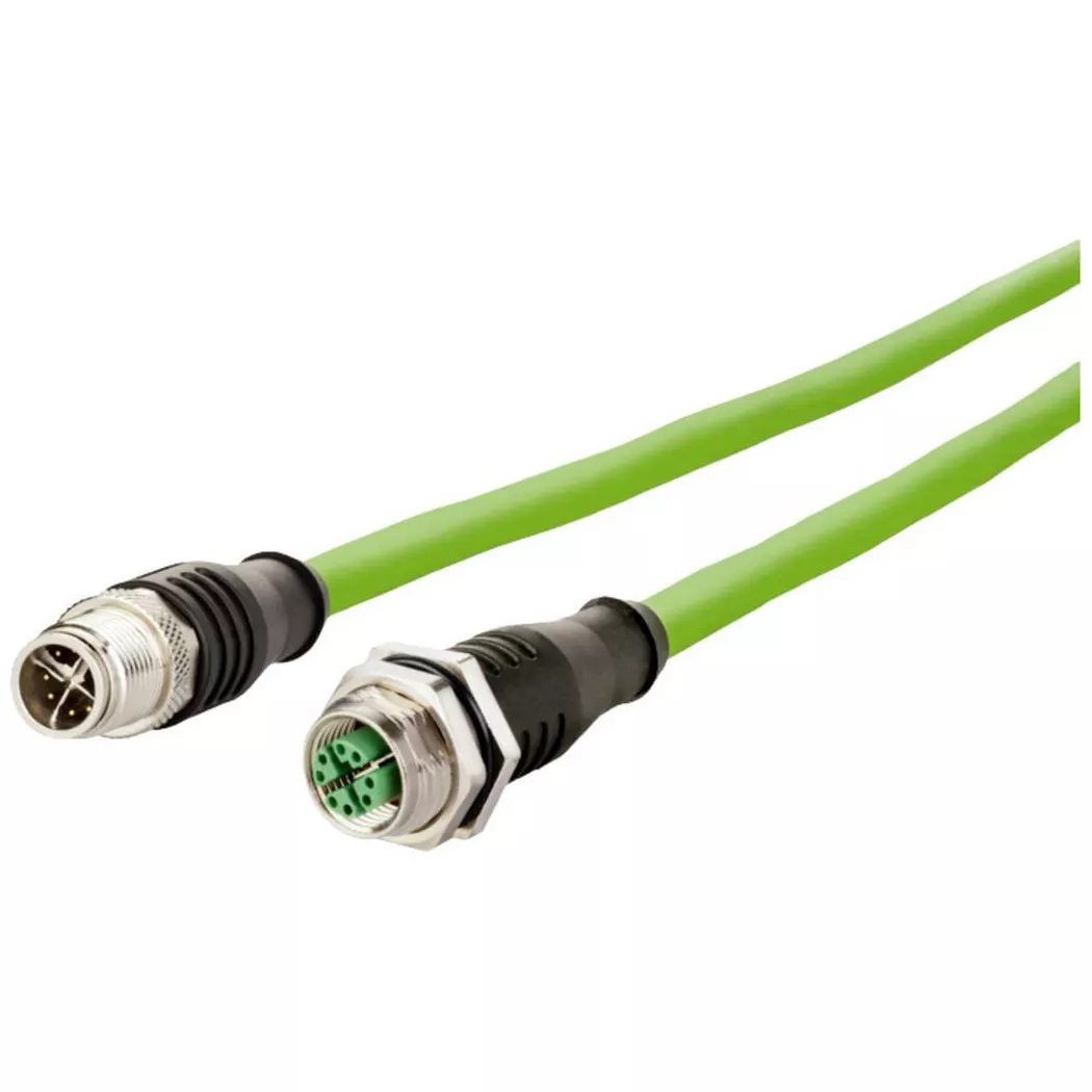 METZ CONNECT - M12 Industrial Ethernet Leitung, X-kodiert, 1.0 m, M12 Stecker gerade - M12 Buchse gerade, PUR, Grün, One Size