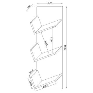 VCM Holz Wandregal | Wandboard mit drei großen Fächer | Platz für 100 Schallplatten | kann auch für Bücher verwendet werden | Maße: H. 106 x B. 33 x T. 26  