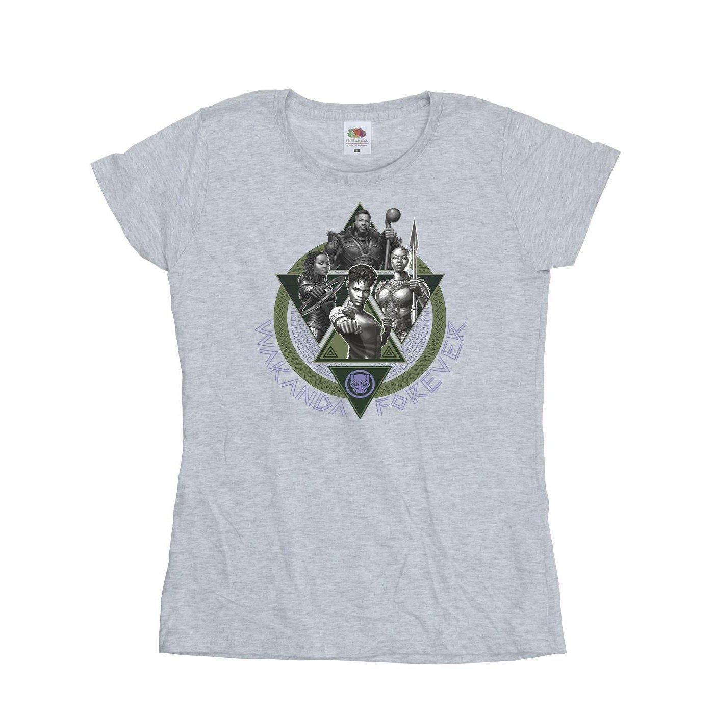 Image of Black Panther Wakanda Forever Group Ring Pose Tshirt Damen Grau XL