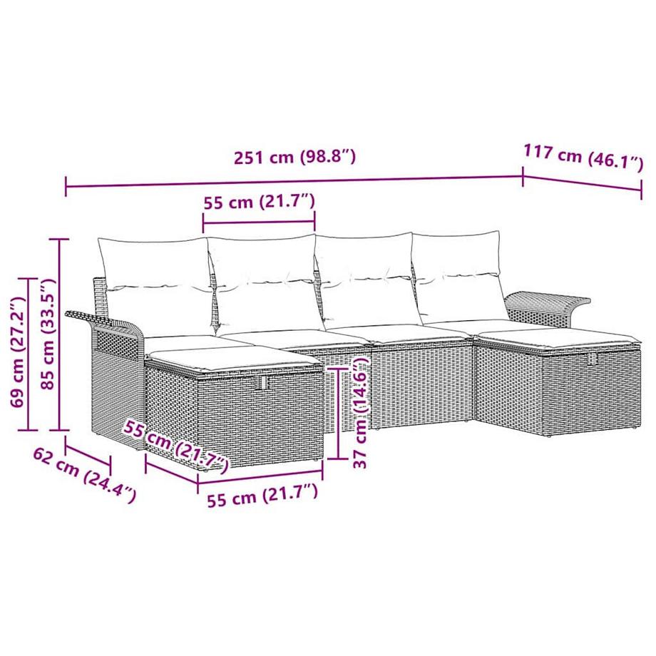 VidaXL Canapé de jardin poly rattan  