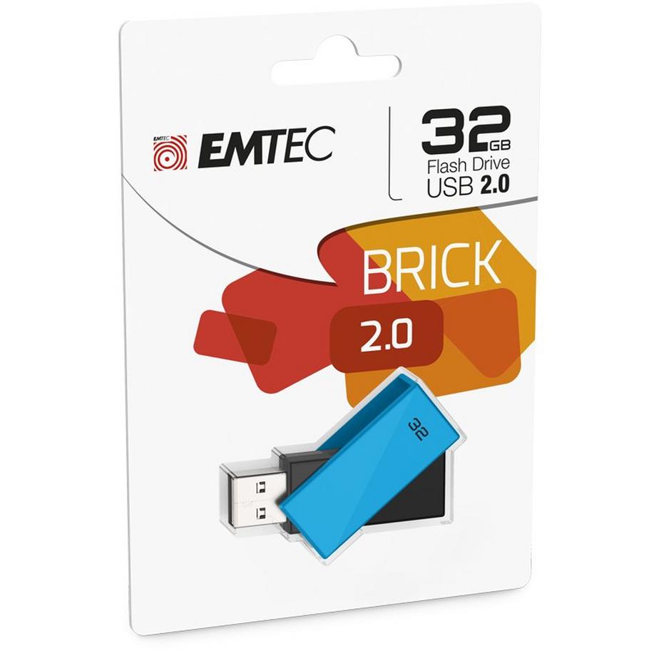 EMTEC  Emtec C350 Brick 2.0 USB-Stick 32 GB USB Typ-A Schwarz, Blau 
