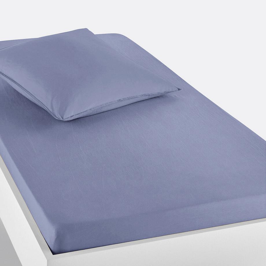 Drap housse enfant uni en coton lavé