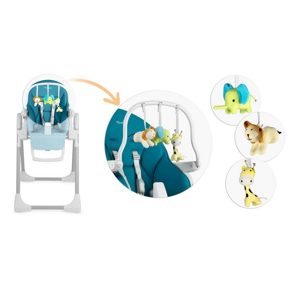 B2X  Chaise de salle à manger enfant avec table et lit Belo bleu foncé + nœud jouet 