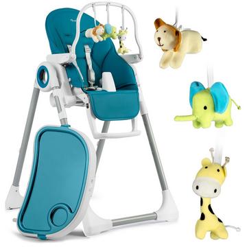 Chaise de salle à manger enfant avec table et lit Belo bleu foncé + nœud jouet