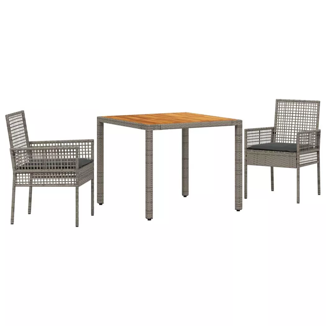 vidaXL Garten Essgruppe 3 stk. Grau Poly-Rattan