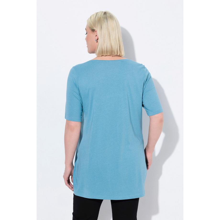 Ulla Popken T-shirt Plis Décoratifs Coupe Évasée Col Rond Manches Courtes  