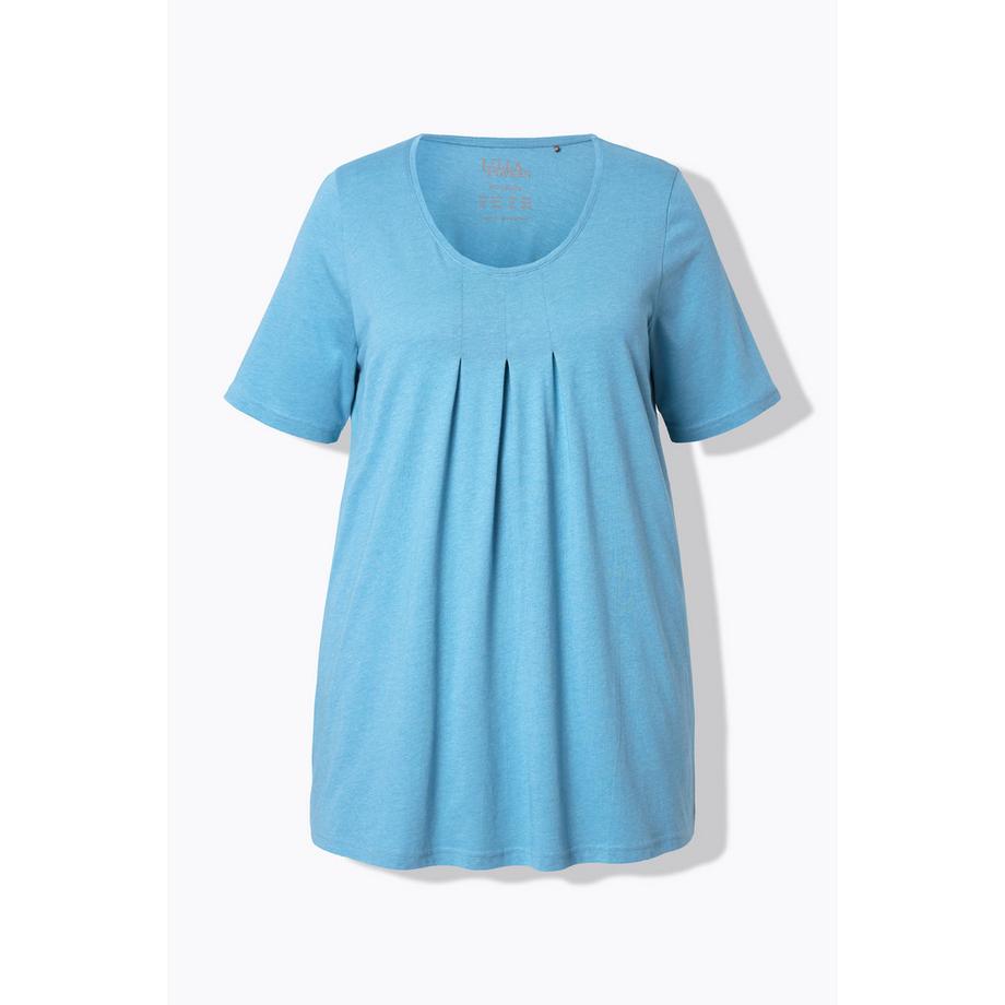 Ulla Popken T-shirt Plis Décoratifs Coupe Évasée Col Rond Manches Courtes  