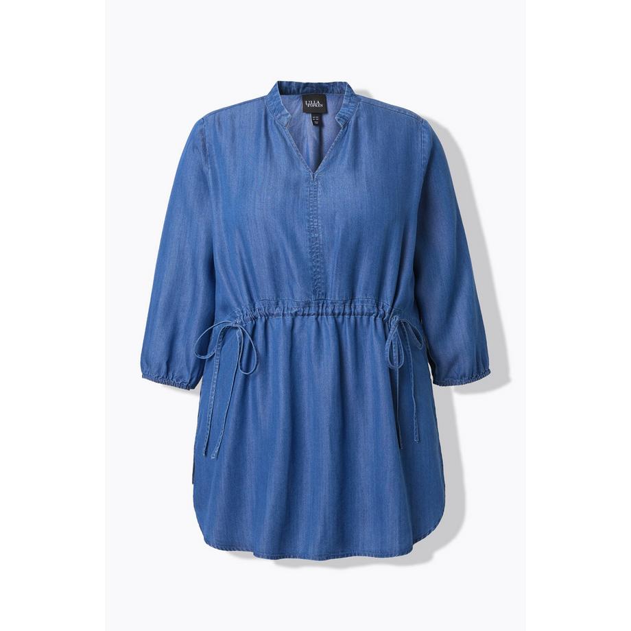 Ulla Popken Lyocell A-Linie Bluse Stehkragen 3/4 Glockenärmel  