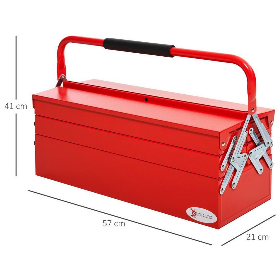 Northio Coffre À Outils, Coffre À Outils, Coffre À Outils, 5 Compartiments, Acier Pliable (Spcc), Rouge, 57 X 21 X 41 Cm  