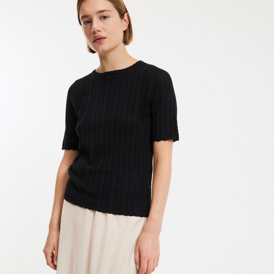 La Redoute Collections Pull Col Rond Manches Courtes  